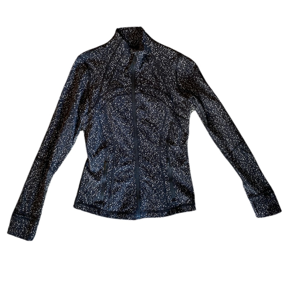 Lululemon EUC Define Jacket Black & White Splatter Zipper Closure, Women’s 6
